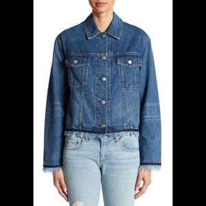 Rag and bone oversized raw hem denim jacket.
